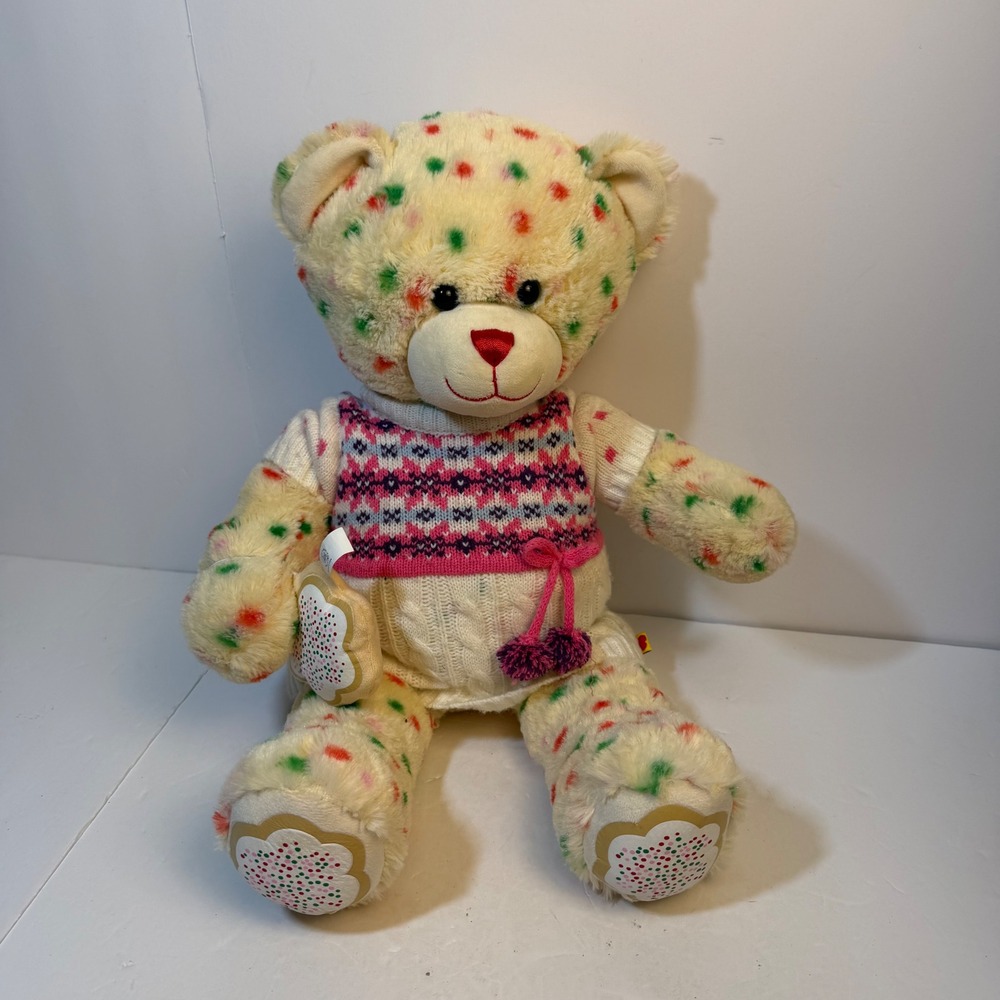 Build-A-Bear Workshop Christmas Cookie Bear Cream Confetti Plush with Sweater